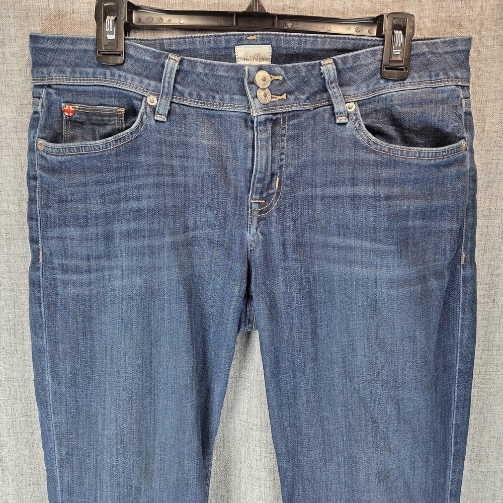 Hudson's Jeans Ginny Straight Ankle Cuffed Women's 31 UK Flag Logo Mid Rise